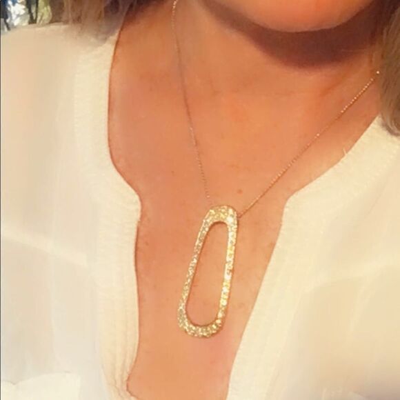 Canary yellow large CZ pendant on popcorn chain - Picture 10 of 11